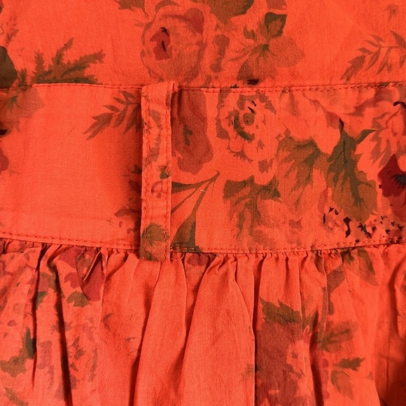 Uncle Frank Button Up Ruffle Orange Cotton Floral Dress Women’s Small Artsy - Picture 4 of 9
